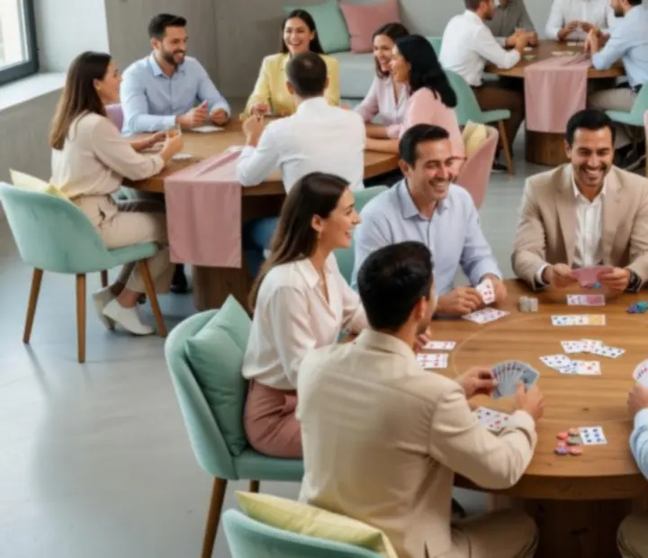 Koláž z realizovaných pokerových večerů v moderním světlém stylu