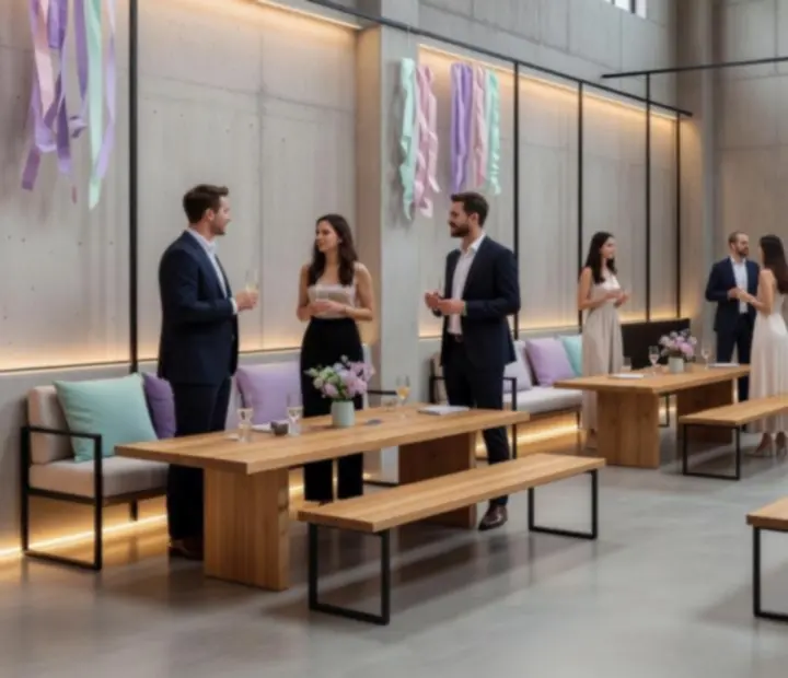 Soukromá VIP party v moderním industriálním prostoru s intimním osvětlením